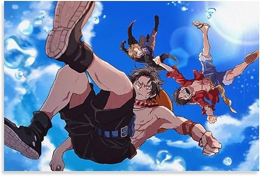 Amazon Co Jp ワンピース日本のアニメ壁紙エースルフィサボキャラクターhdポスター壁画hdアニメーションポスター装飾画キャンバス壁画リビングルームポスター寝室キッチン装飾画x30インチ 50x75cm ホーム キッチン
