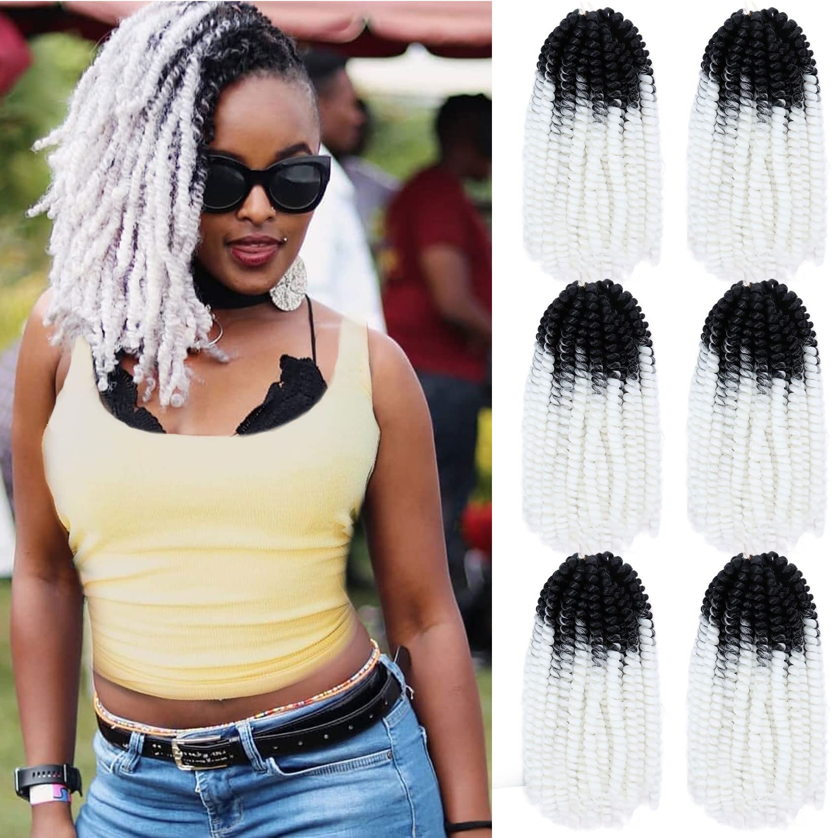 Amazon.com : 6 Packs Spring Twist Braiding Hair, 8 Inch OTWhite