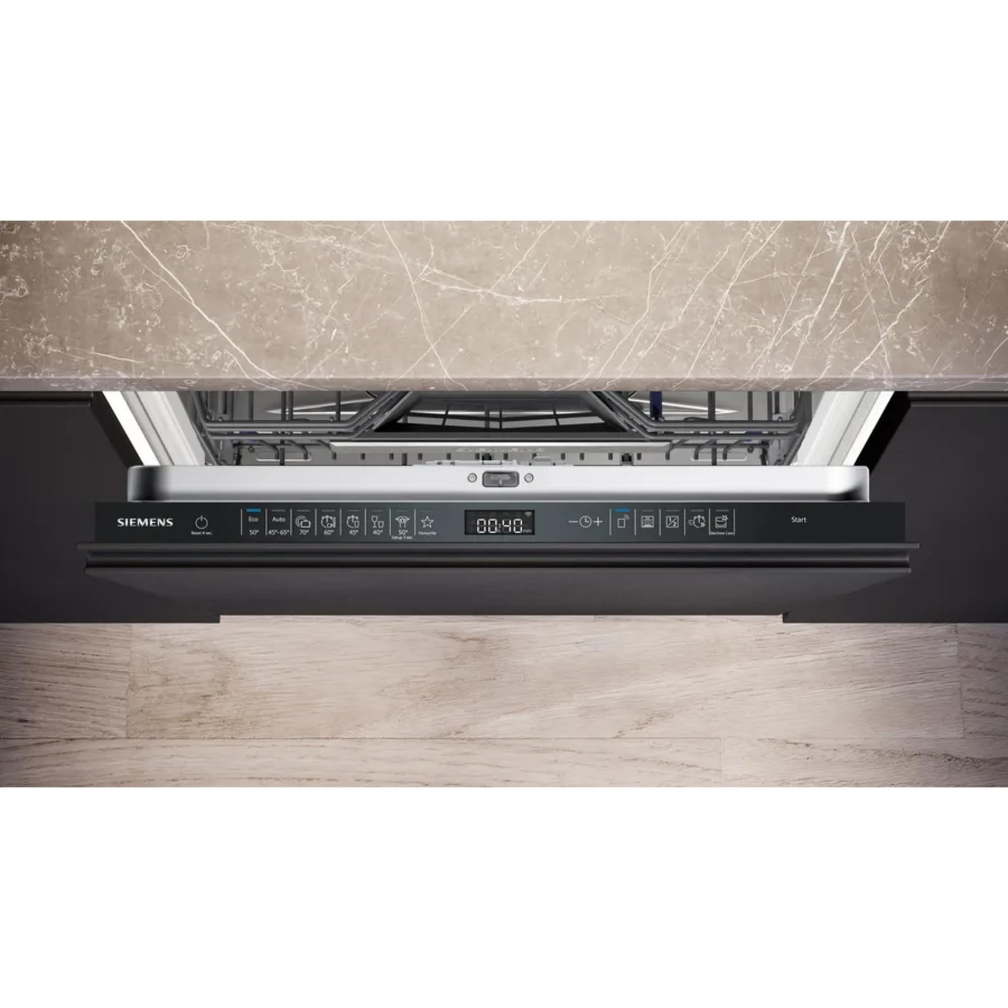Siemens SX95EX12CE, iQ500 Smart Lavavajillas totalmente integrado, 60 cm, fabricado en Alemania, XXL, cajón de cubiertos, extra silencioso, VarioSpeed, AutoOpen Dry, GlassZone, VarioScharnier