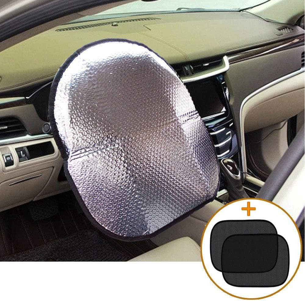 Amazon Big Ant ハンドルカバー 遮熱 ステアリングシェード ハンドル用 ステアリングカバー 日よけ ハンドルカバー 車 バイク