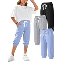 3 Pack Girls Capri Leggings Cropped Pants