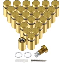 Luomorgo 24 Pcs 1/2" x 1" Stainless Steel Standoff Screws, Wall Sign Standoff Mounting Hardware Advertising Glass Standoff Nail for Hanging Acrylic Picture Frame, Gold