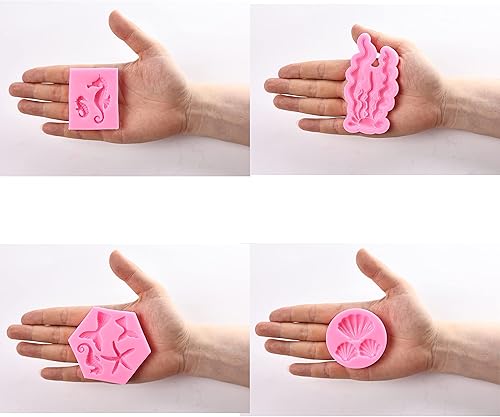 Miniatura 6 de Molde para tartas con temática de sirena, sirena, concha, algas marinas, molde de silicona coral para cupcakes para dulces, chocolate, fondant,