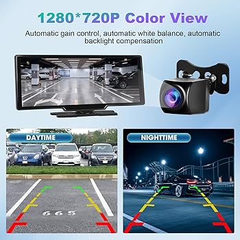 Podofo achteruitrijcamera AHD 1080P achteruitrijcamera voor Podofo draagbare autoradio, verstelbare camera 160 ° groothoek IP69 waterdicht voor camper, SUV, pick-up, bestelwagen