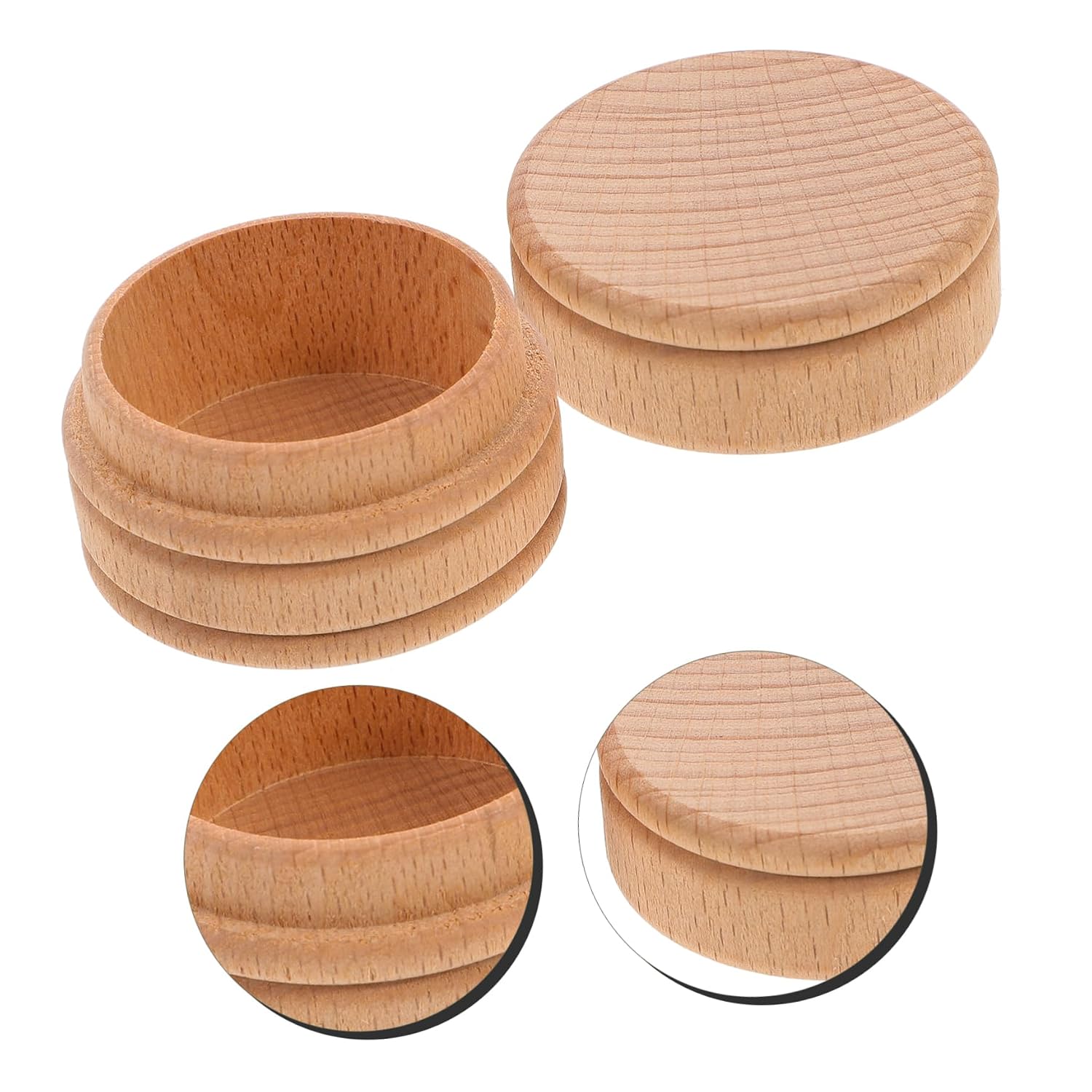 SOLUSTRE Baby Teeth Keepsake Box Wooden Round Tooth Holder Natural Beech Wood for Infants for Baby Shower