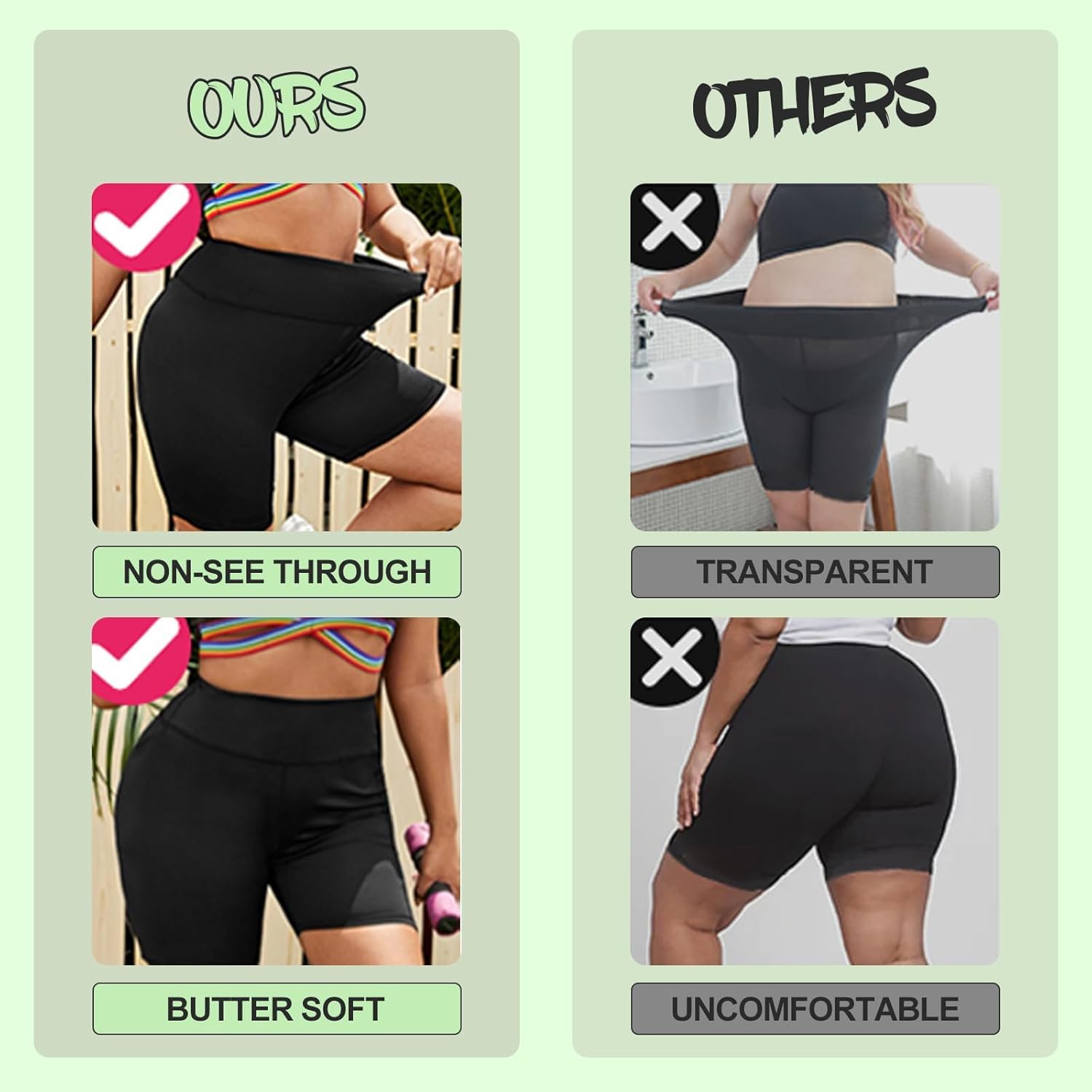 QGGQDD 3 Pack Plus Size Biker Shorts for Women – 8" High Waisted Black Shorts for Yoga Workout (2X 3X 4X) - Image 3