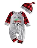 Hipea My 1st Christmas Baby Boy Outfit Merry Christmas Romper Plaid Sleeve Jumpsuit Infant One-piece Clothes