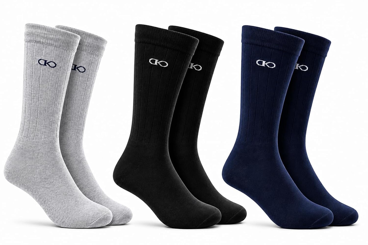Kit com 3 Pares de Meias Sociais Casuais Masculinas, Cores com estampas Sortidas, Algodão, Tamanho 38-42