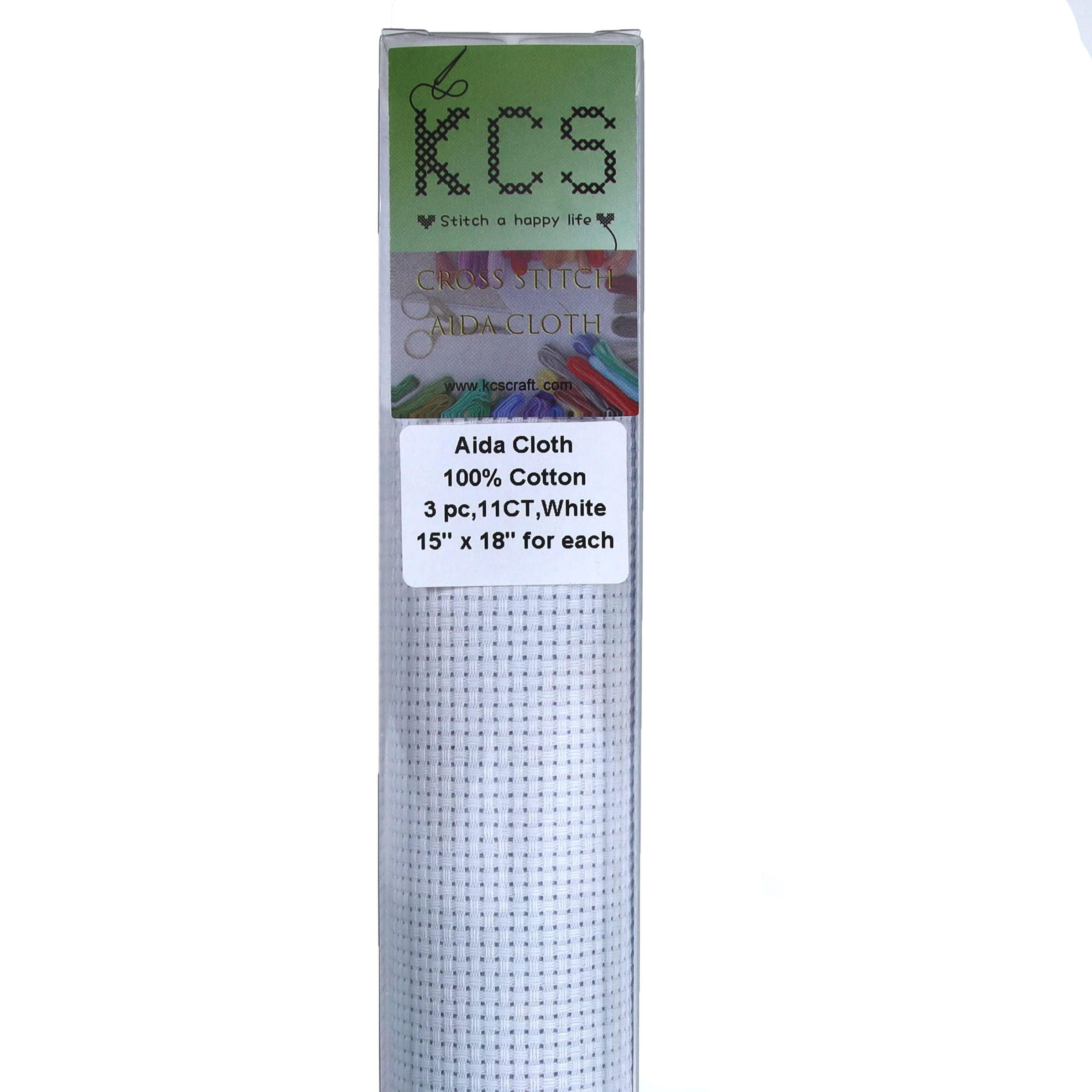 KCS 3 pc of 15" x 18" Counted Cross Stitch Cotton Aida Cloth Needlework Fabric,11CT,White