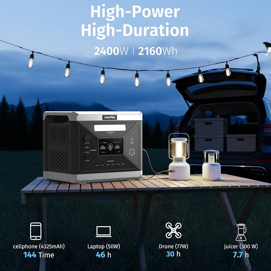 Amazon.com: SolarPlay 2400W/2160Wh Portable Power Station, Solar