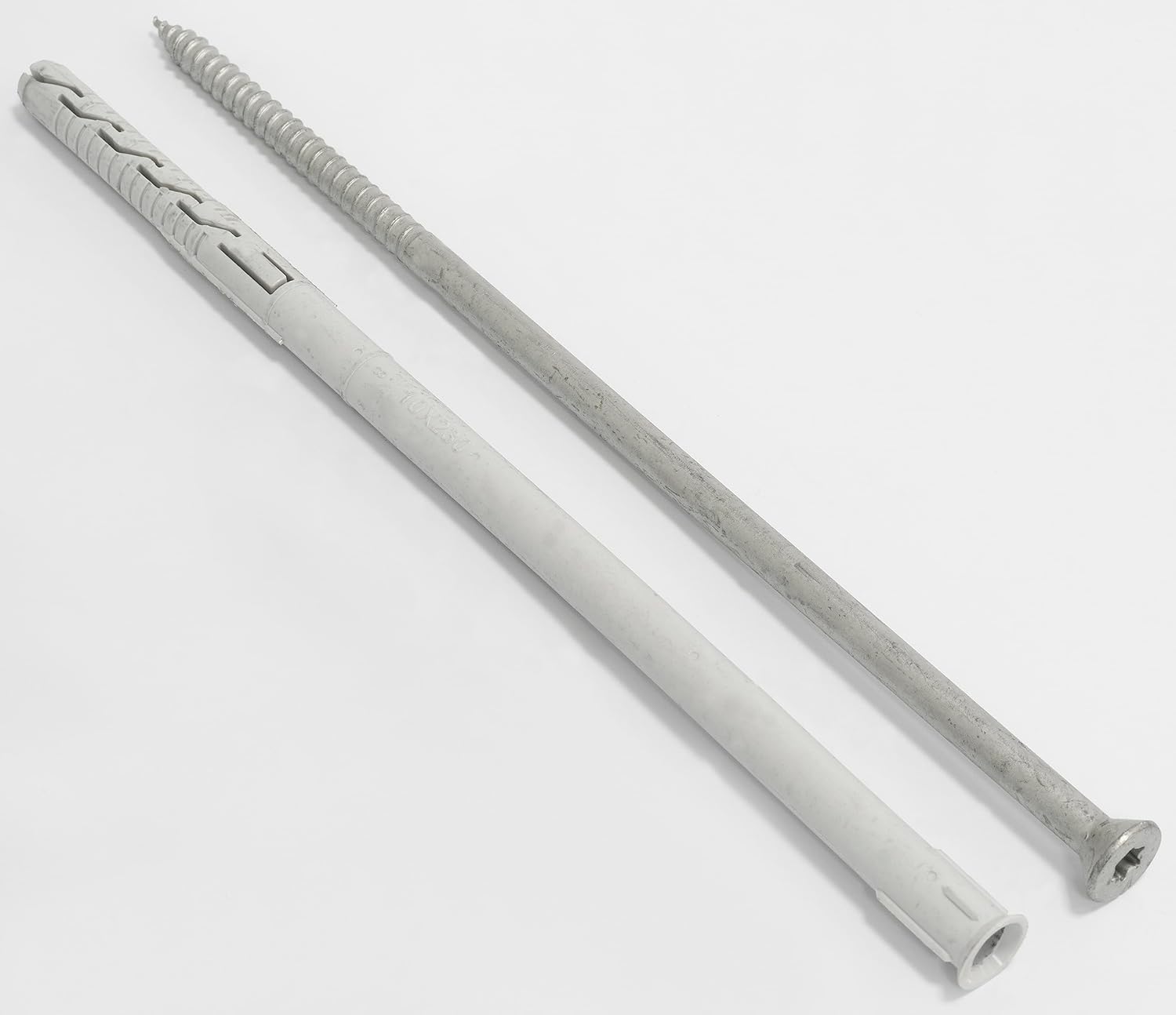 AERZETIX - C67129 - Set of 10 Plastic Dowels Diameter 10 x 230 mm with Bevelled Flange + 10 Countersunk Diameter 7 x 235 Self-Tapping Screws with TX40 Star Drive - Concrete Brick Drilling Fixing