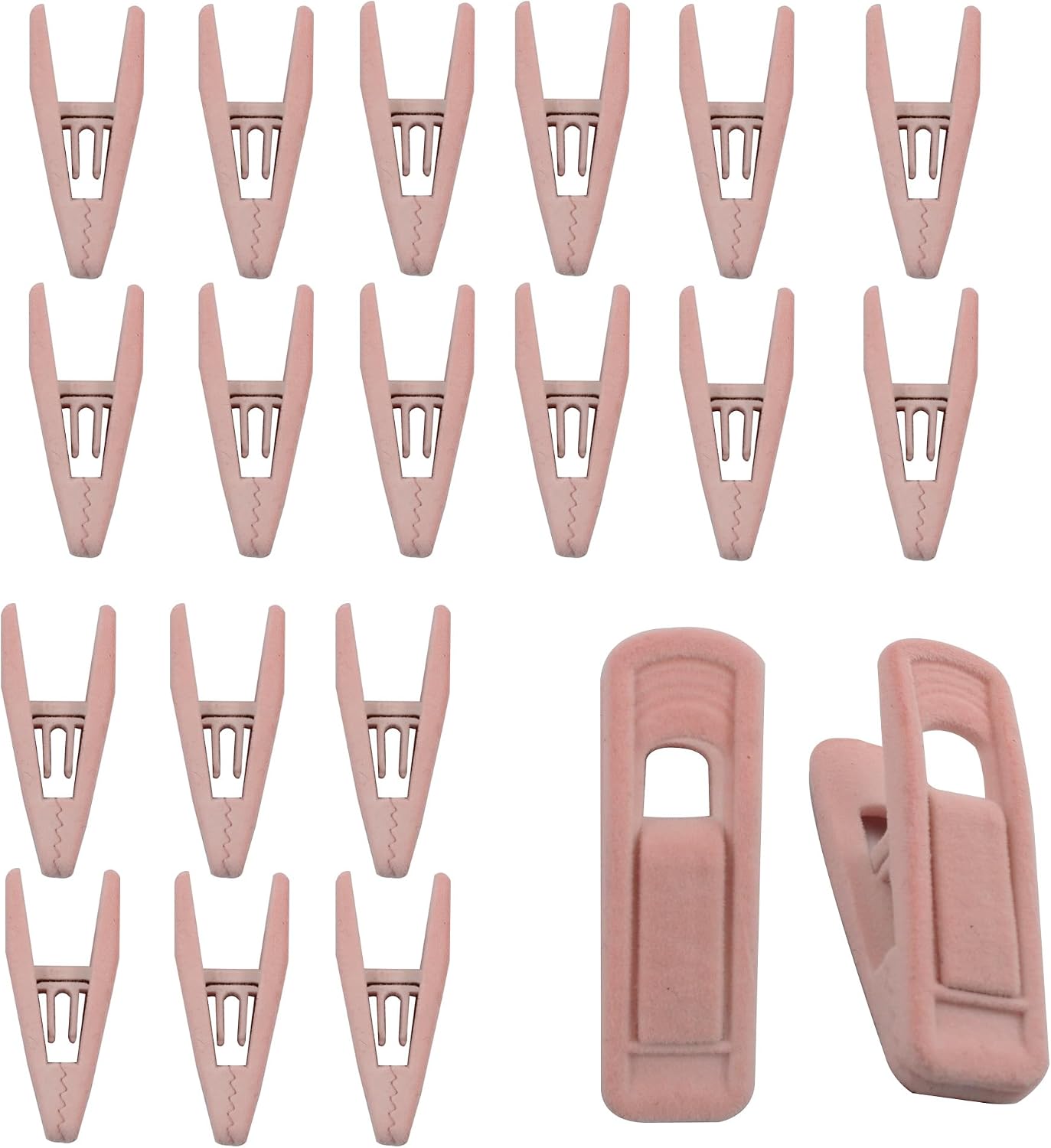 Pink Velvet Hanger Clips, 20PCS Non-Slip Strong Finger Clips for Clothes, Pants, Skirts, Ties, Scarves