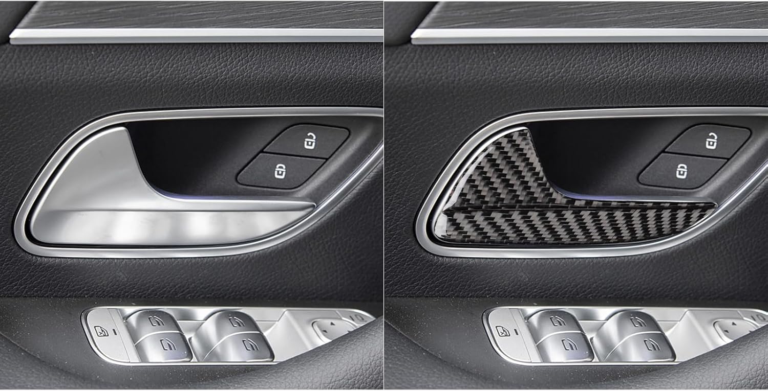 NVCNX Carbon Fiber Accessories for Mercedes Benz GLE GLS 350 450 450e 580 53 63 S AMG 2020-2026 2021 2022 2023 2024 2025 Inner Door Handle Cover Interior Trim Thick Overlay Sticker Decal 8PCs