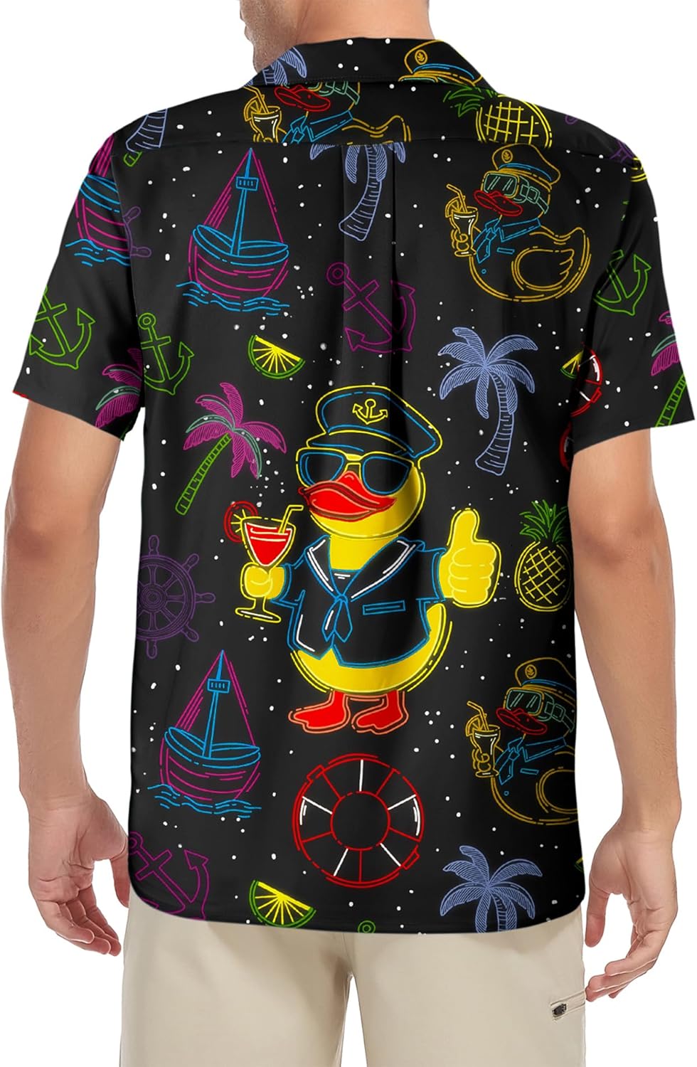 Neon Shirts for Men - Vibrant Print Short Sleeve Button Down Rave Outfit for Party, Festivals & Vacations - Image 2