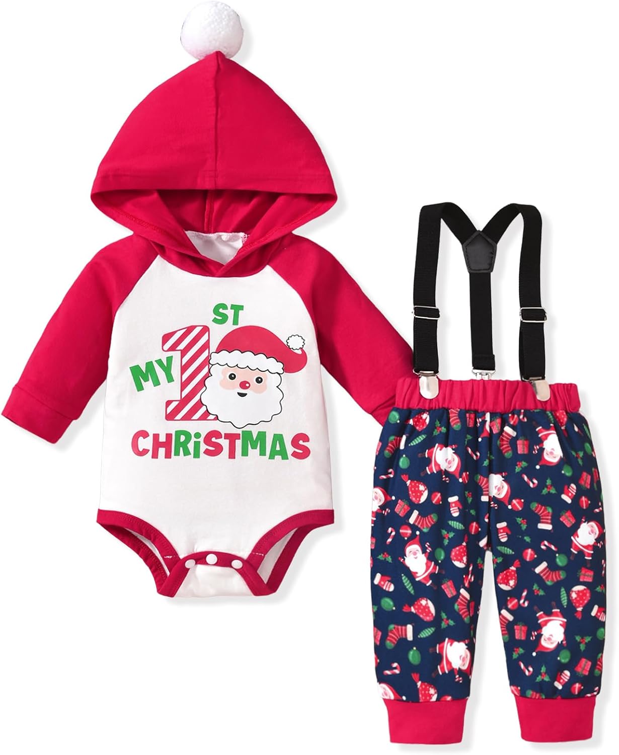 Unutiylo 0-24 Months Infant Baby Boys Christmas Outfit My First Christmas Clothes