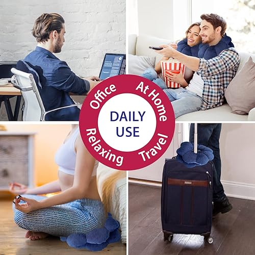 Miniatura 7 de Total Pillow Nueva almohada de viaje, almohada de cuello de vellón ajustable con soporte para la cabeza, ideal para apoyo lumbar, cuello técnico,