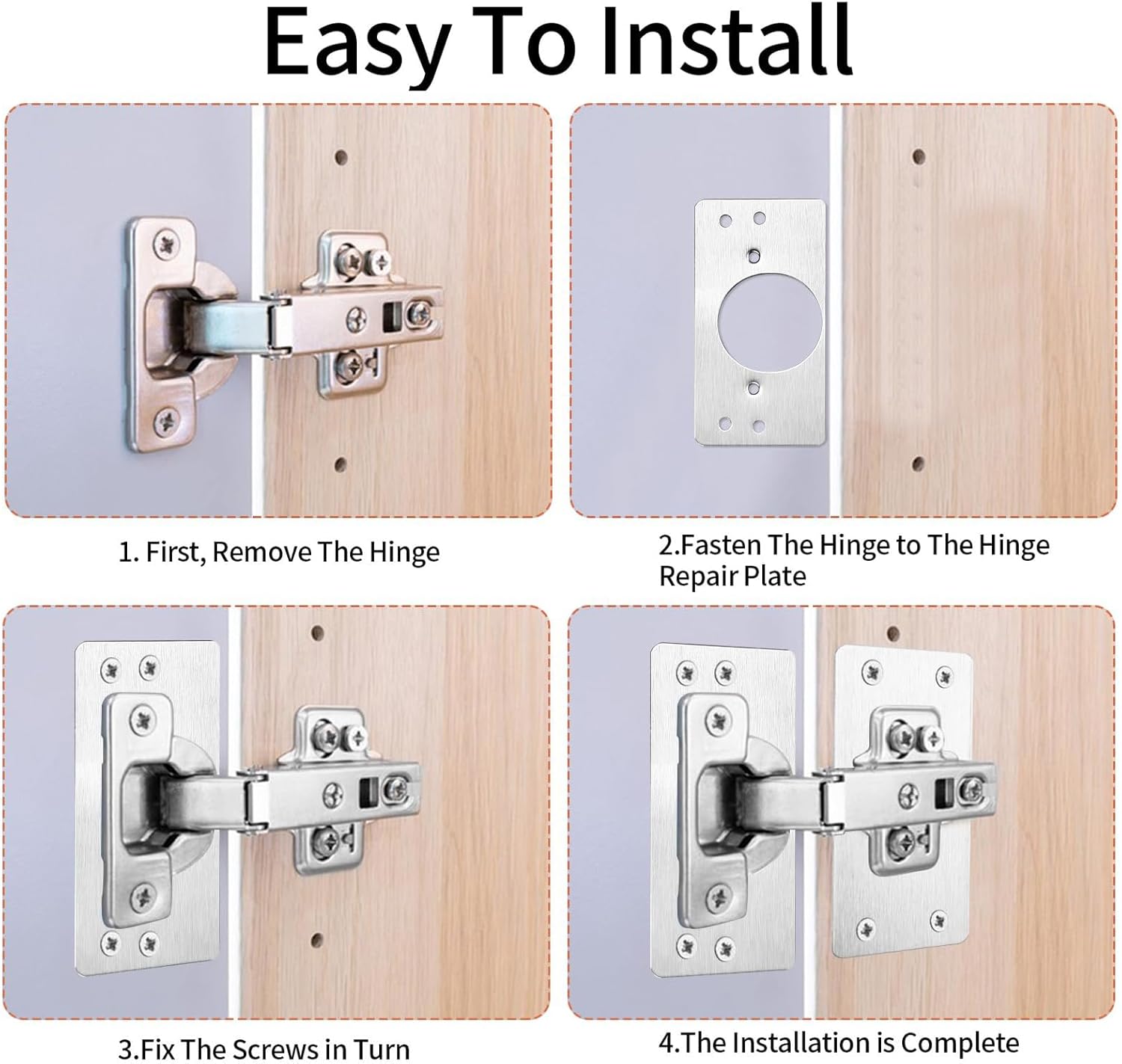 Hinge Repair Plate,8 Pcs Hinge Repair Brackets with Screws Plate for Kitchen Cupboard Locker Door Hinge Shims