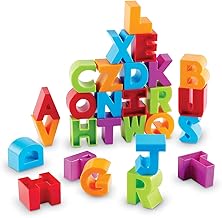 Recursos de aprendizaje Bloques de letras, Juguetes de motricidad fina, ABCs, Reconocimiento de letras, Alfabeto, 36 piezas, Edades 2+
