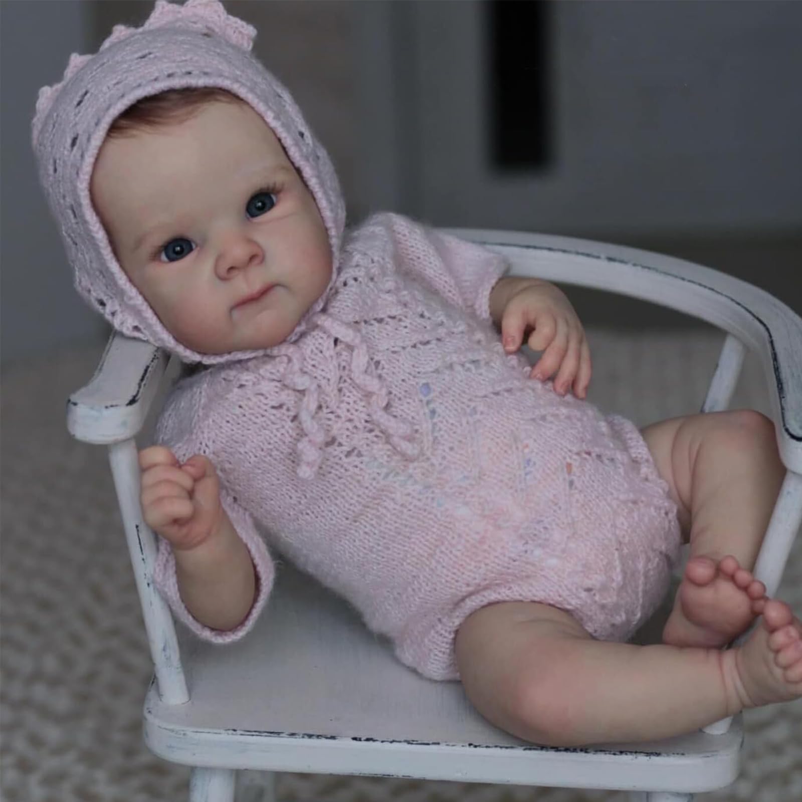 50 cm (20 Zoll) Lebensechte Reborn Babypuppe, Neugeborenen-Puppe mit weichem Baumwollkörper, handgewurzelte Haar Realistische Säuglingspuppe, Spielzeug Geschenk für Mädchen