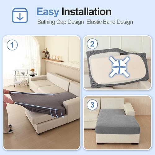 Miniatura 5 de Funda de cojín grande de felpilla no mullida con aspecto limpio para sofá modular o en forma de L, se adapta al lado izquierdo o derecho, protector