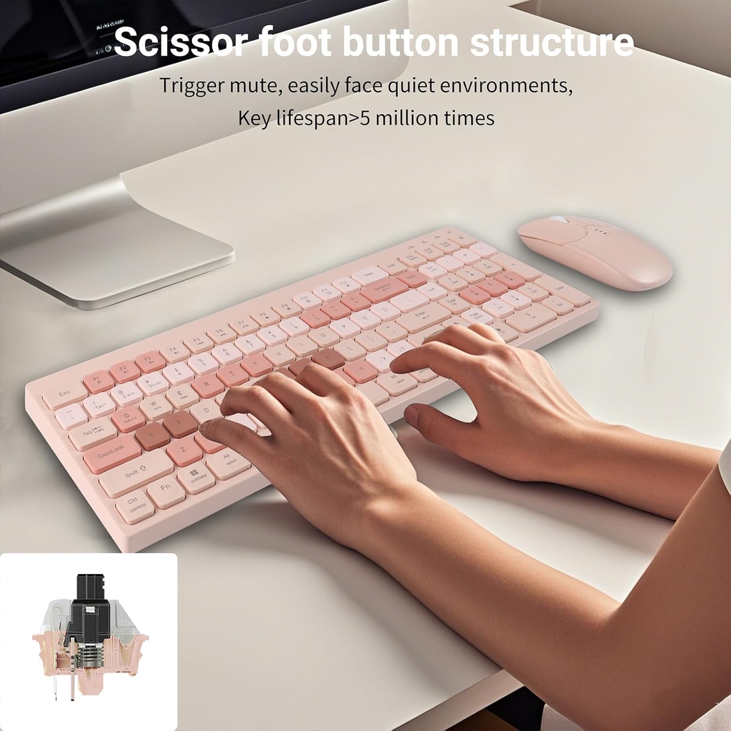 Wireless Bluetooth Keyboard and Mouse Combo(USB + Dual BT),KUYHRF Rechargeable Multi-Device Rechargeable Wireless Bluetooth Mouse and Keyboard, with Silent Keys and Battery Indicator