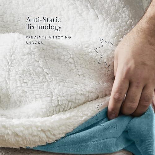 Miniatura 5 de BELADOR Manta de cama de forro polar tamaño King de 90 x 108 pulgadas, manta suave con pelusa de sherpa inversa, manta grande para cama, mantas y