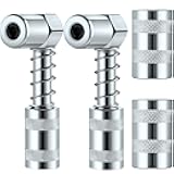 Boao 4 Pieces 90 Degree Grease Gun Coupler Silver Coupler Adapter 3 Jaw Angle Grease Fitting Tool with Sleeves for Auto, Farm, Truck or Industrial Use