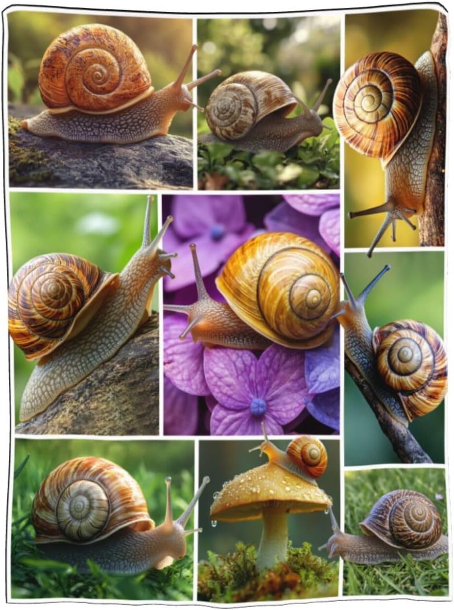 Snails Blanket Snail Throw Blanket Soft Cozy Warm Fuzzy Fleece Lightweight Plush Merch Animal Decor Gifts for Lover Man Woman Boy Girl Couch Bedding Sofa 50"X40" - Image 9
