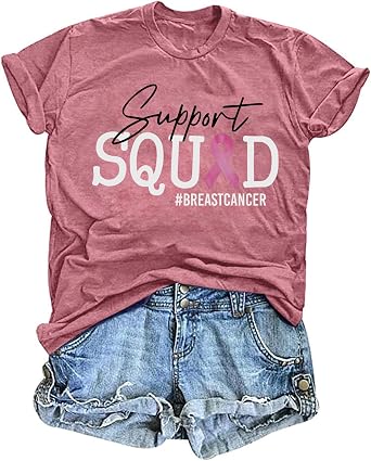 Breast Cancer Shirts for Women Breast Cancer Awareness Ahirt Pink Ribbon T-Shirt Inspirational Cancer Support Tee Tops