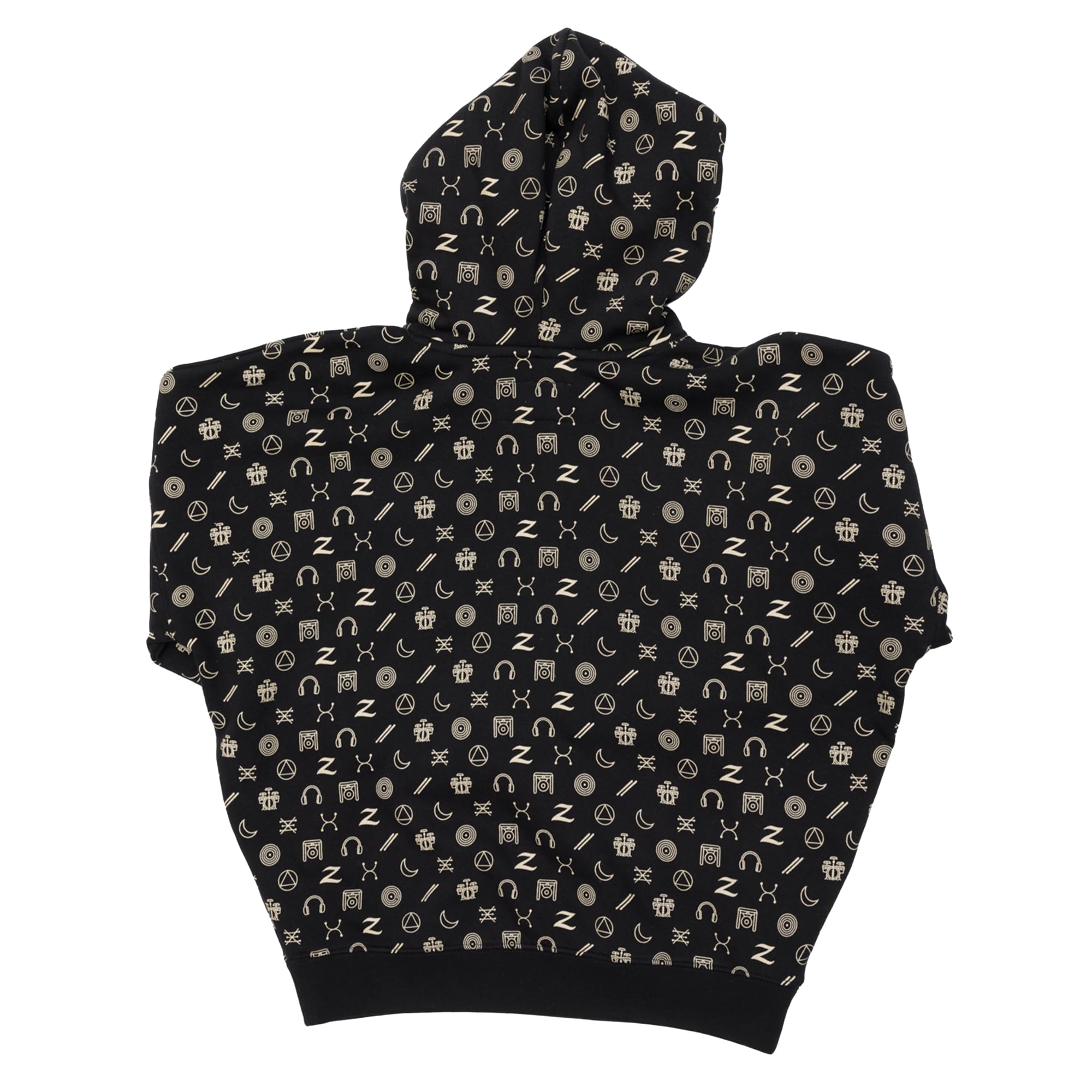 Zildjian – Felpa con Cappuccio Icon Hoodie Black Medium in Edizione Limitata, vestibilità Ampia, Stampa all-Over, Patch Tessuta