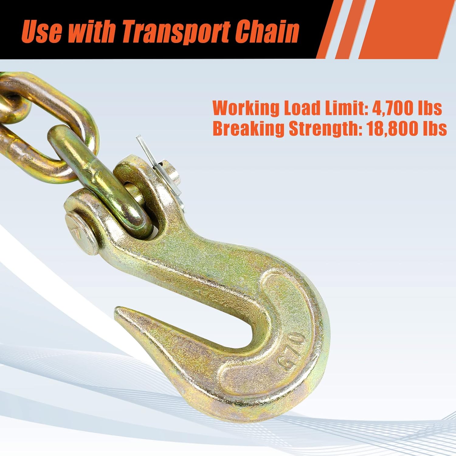 5/16 Inch G70 Heavy Duty Clevis Grab Hook for Trailer Truck Transport Chain (4 Pack) 4,700 lbs Working Load Limit