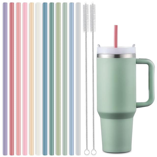 12-Pack Silicone Reusable Straws for Stanley 40 oz 30 oz Cup Tumbler 12 2 inch Long Replacement Straws