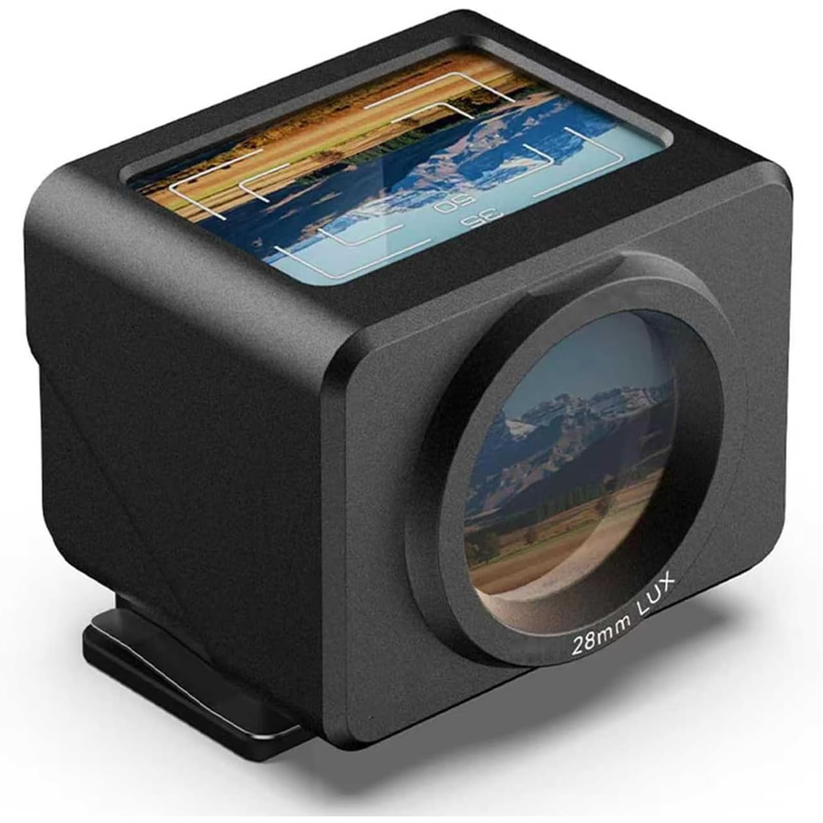 Visor Óptico A La Altura De La Cintura, Visor De Cámara De 28 Mm con Líneas De Encuadre De 35/50, Zapata Ajustable para Accesorios (Caliente/frío), con Parasol Black