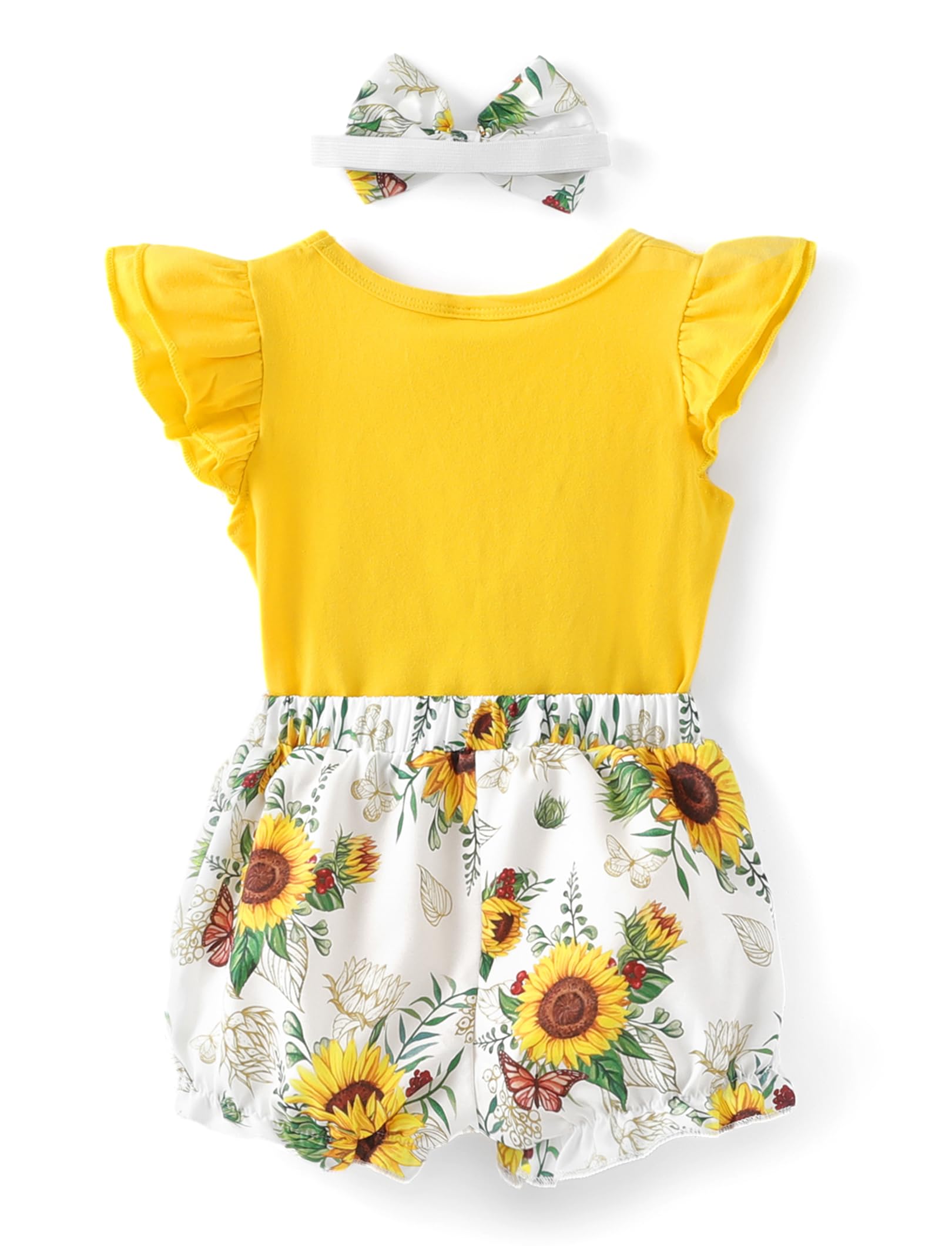 PATPAT Pagliaccetto Neonato Estivo Coordinati Femmina Cotone, Maglietta Corta + Pantaloncini + Fascia per Capelli, Body Tutina Neonato Femmina, Abbigliamento Vestiti Bambina 0-18 Mesi Regalo