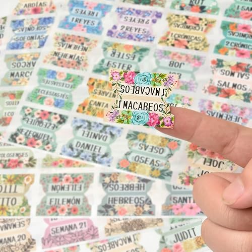 Miniatura 4 de Pestañas de índice de la Biblia española, pestañas del Nuevo y Antiguo Testamento, diseño floral laminado mate, suministros de diario bíblico, 122