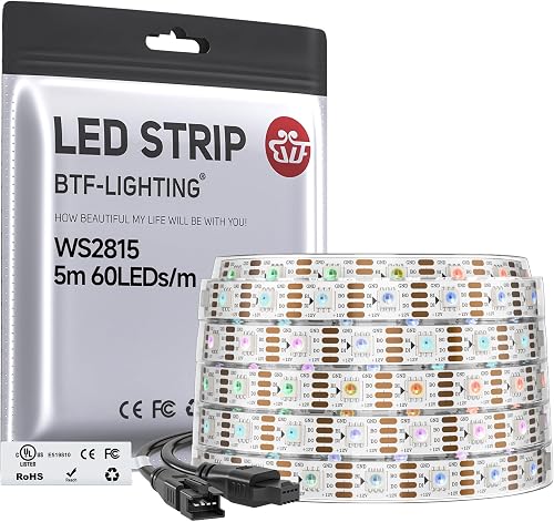 BTF-LIGHTING WS2815 Addressable LED Strip, 300 LED, 16.4 ft, 12V