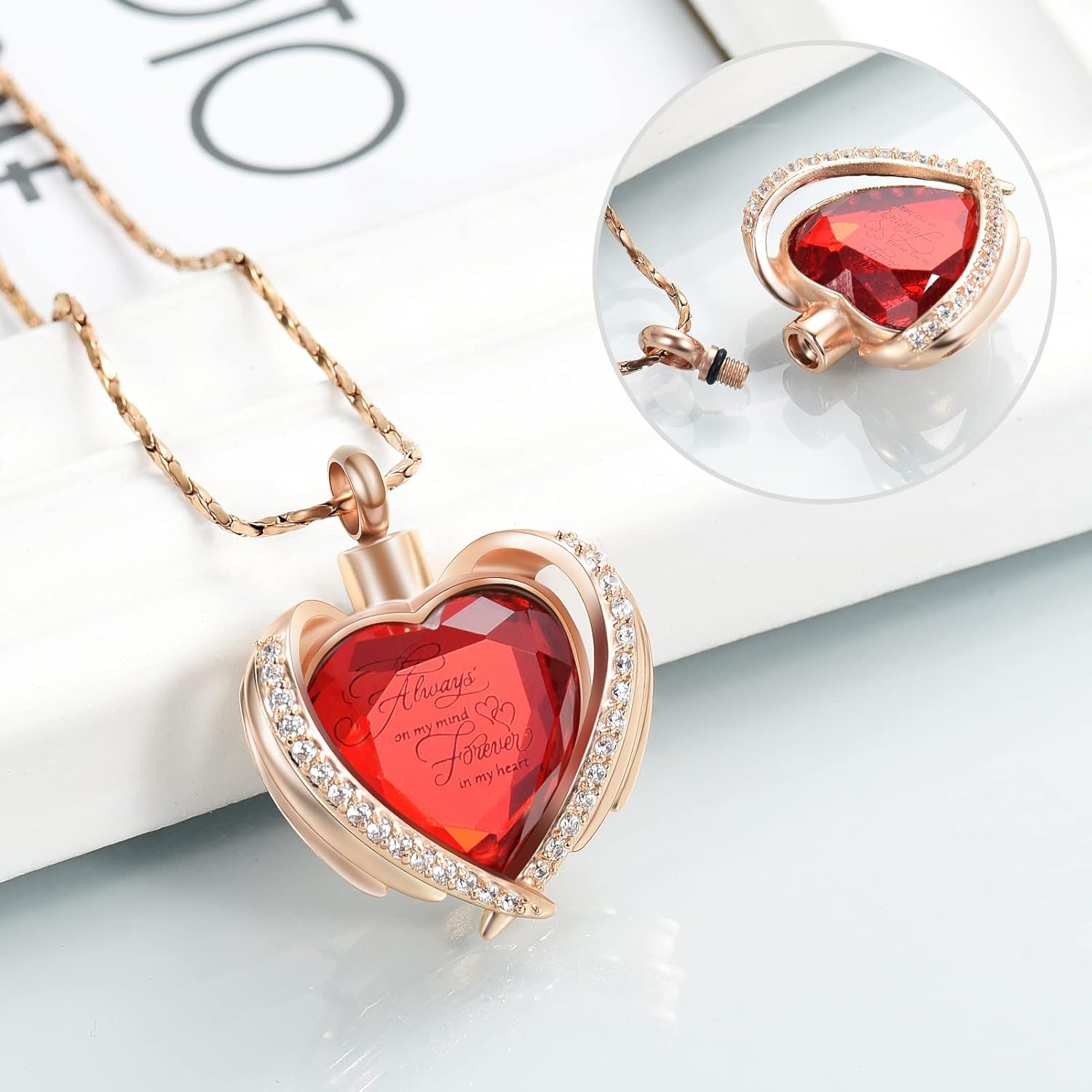 Imrsanl Cremation Jewelry for Ashes Pendant - Crystal Heart Urn Necklace with Mini Keepsake Urn Memorial Ash Jewelry - Image 6