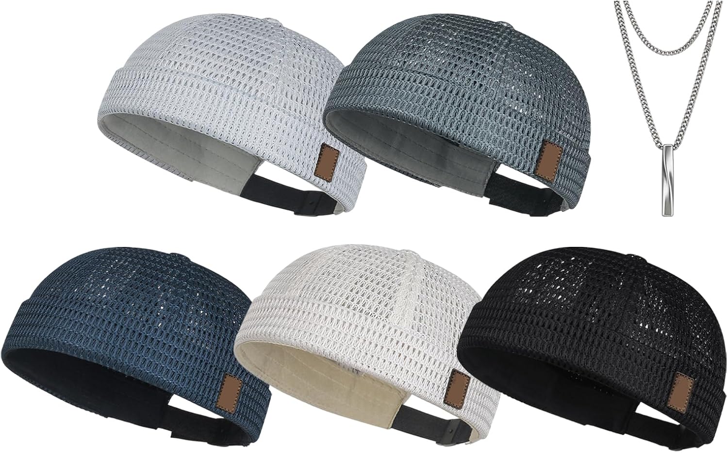 Tyiiplus Hat, Breathable Brimless Hat, Lightweight Mesh Skull Cap, Adjustable Hip-Hop Docker Cap for Summer Outdoor Wear