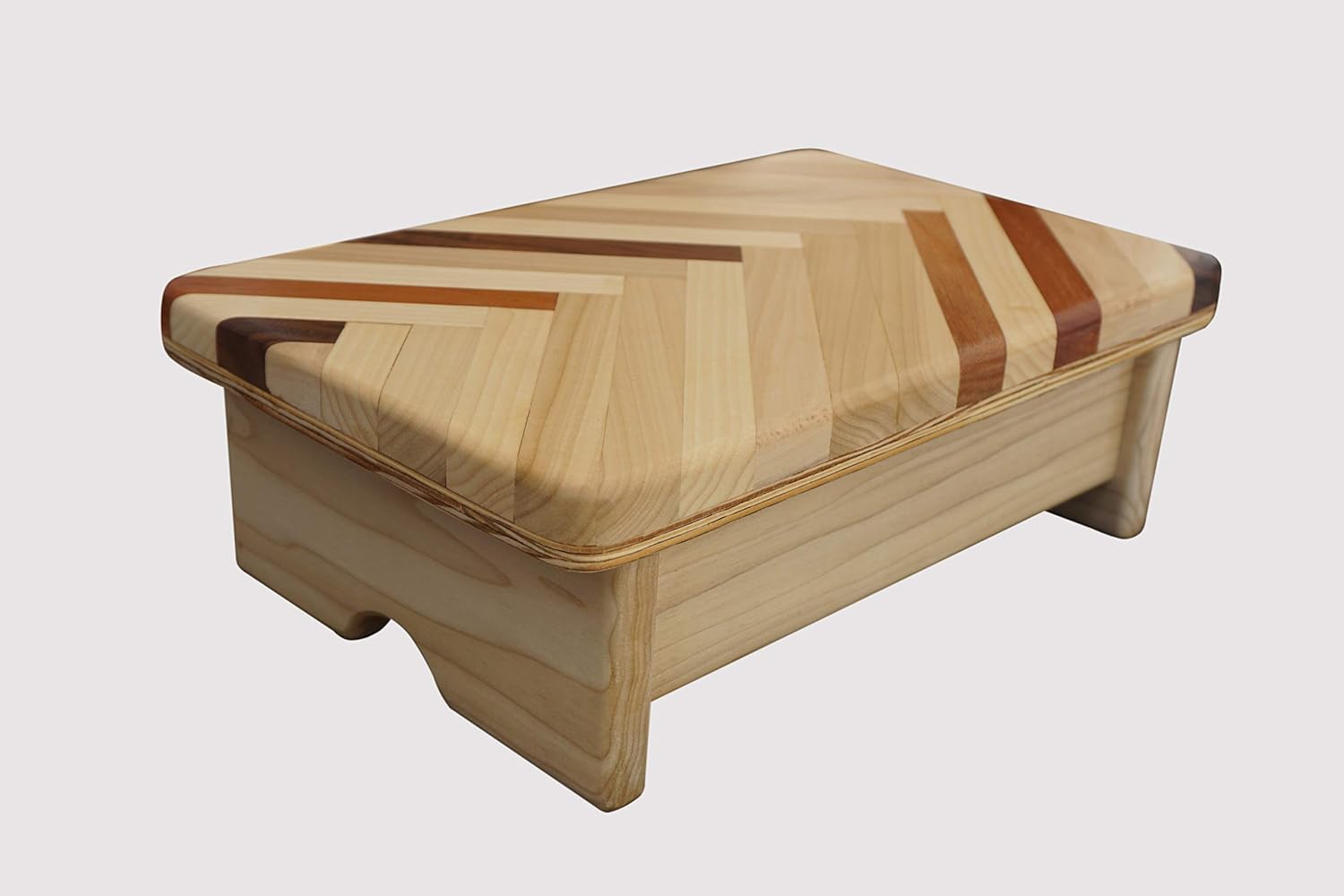 Foot Stool Poplar Wood Chevron Design 4" Tall (Made in The USA)