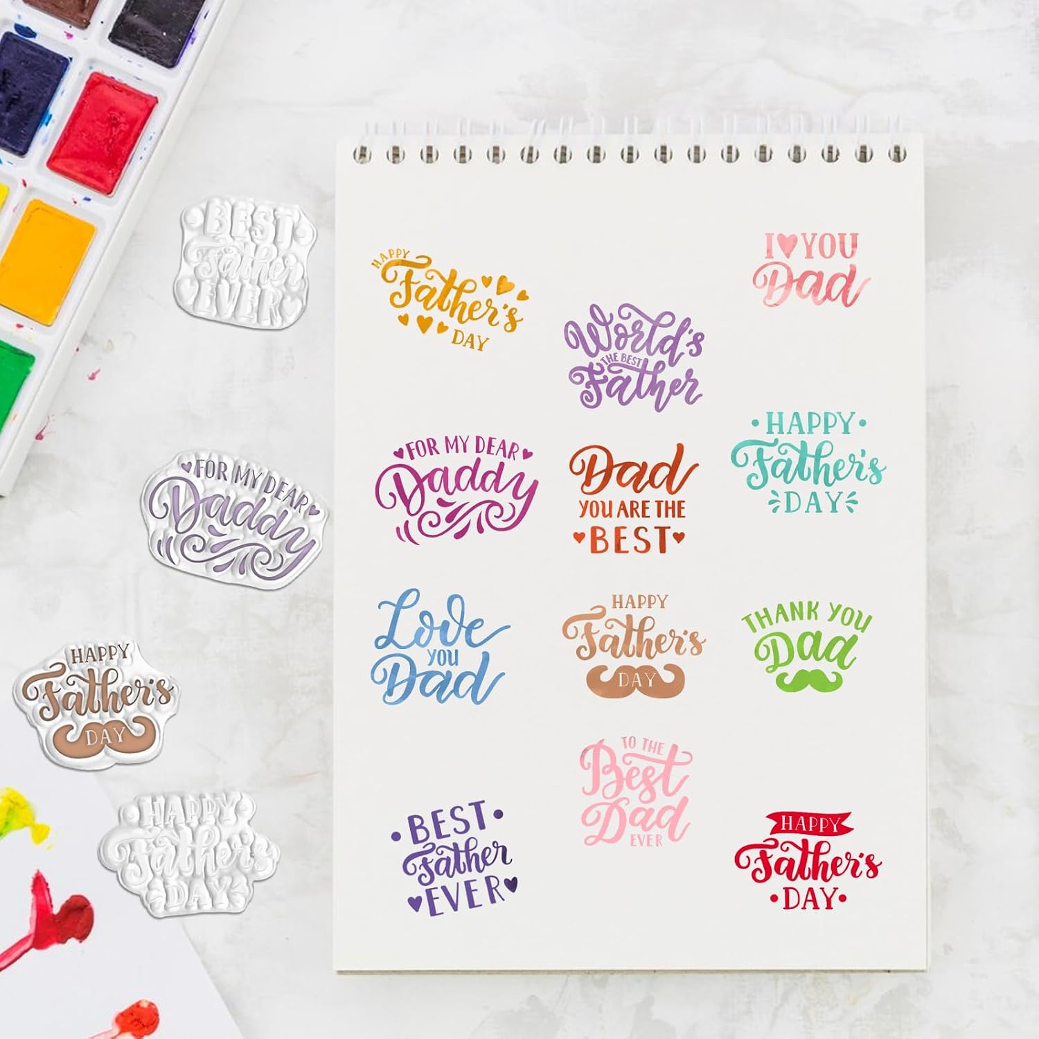 On-Airstore Happy Father's Day Clear Stamps for Card Making, Rectangular Silicone Clear Rubber Stamps, 5 inches x 5 inches
