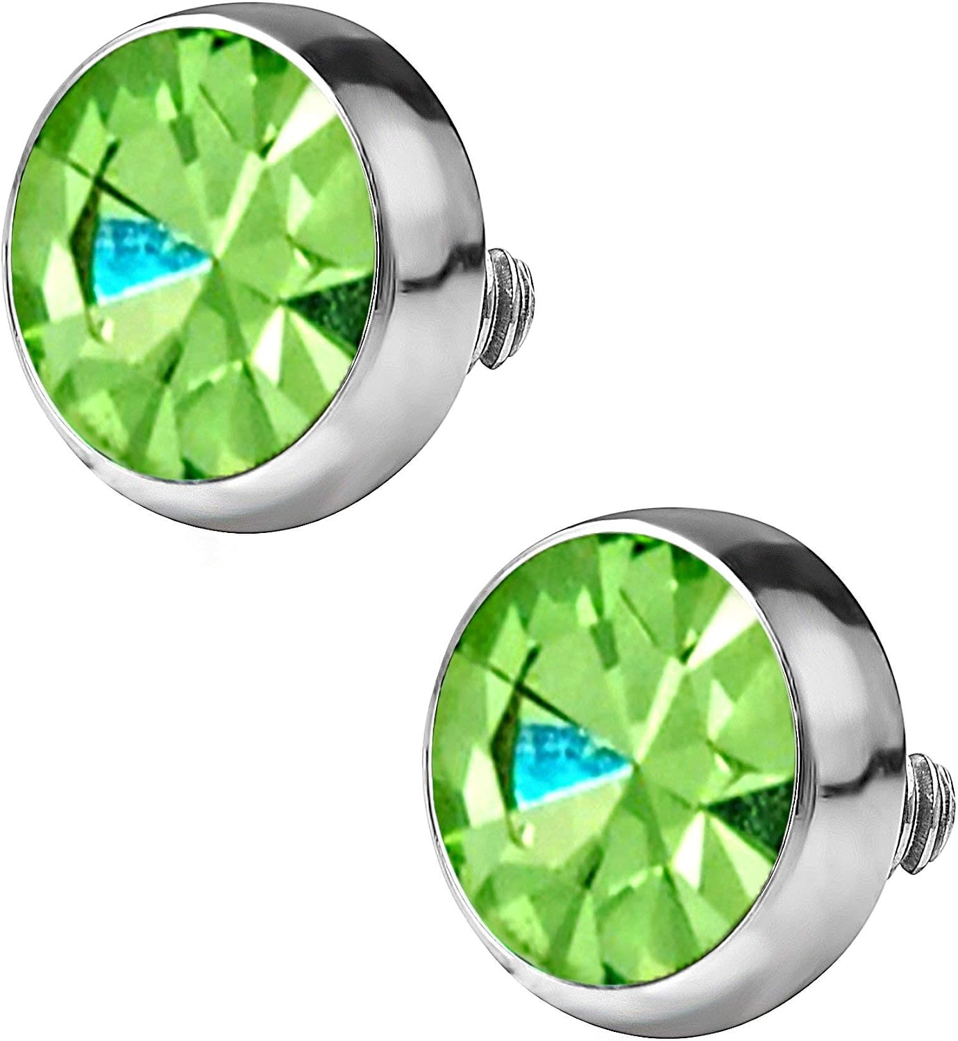 Forbidden Body Jewelry Dermal Piercing Jewelry, Dermal Piercing Kit, 14G Surgical Steel Flat CZ Dermal Tops and 2-Hole/4-Hole Grade 23 Titanium Bases