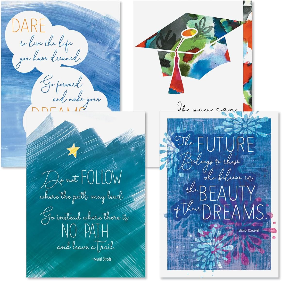 Current Dreams Graduation Cards Pack - Set of 8 (4 Designs), 5 x 7 Inches, Assorted Congrats Grad Set, High School, College