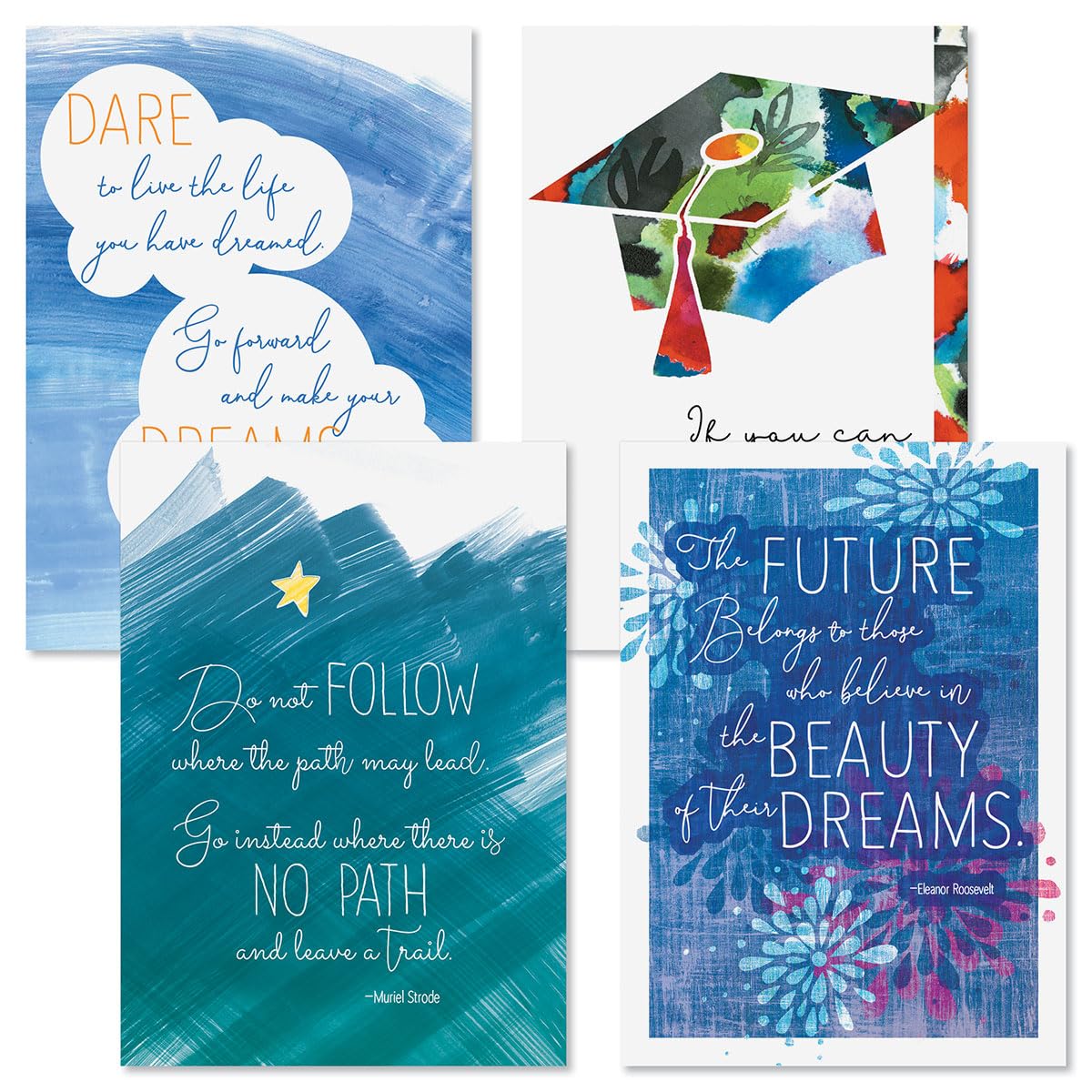 Current Graduation Dreams Inspire Congratulations Cards - Set of 8 (4 Designs), 5 x 7 Inches, Assorted Congrats Grad Set, High School, College