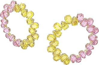 SWAROVSKI Millenia hoop earrings, Pear cut crystals, Multicolored, Gold tone Finish