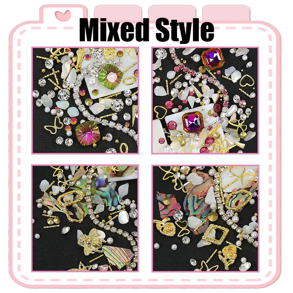 4 Boxes 3D Nail Art Rhinestones Mixed-Style Nail Art Charms Diamonds Metal Pearl Nail Gems Crystals for Women Girls DIY Nail Design Decorations Supplies - Image 2