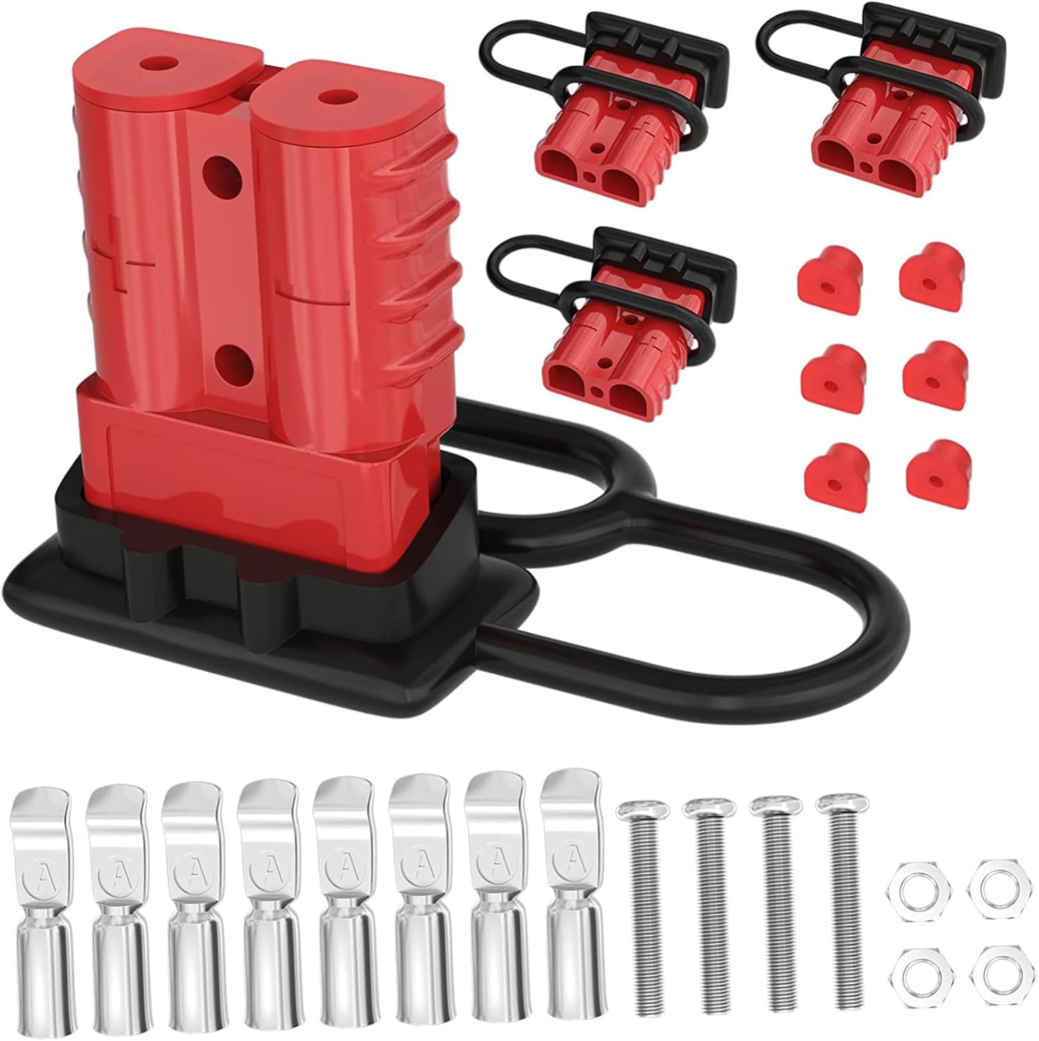Zerodeko 8pcs Battery Quick Connect Disconnect Kit for Winch and Trailer Electric Connector Protective Covers Suitable for Forklifts and Electric Vehicles