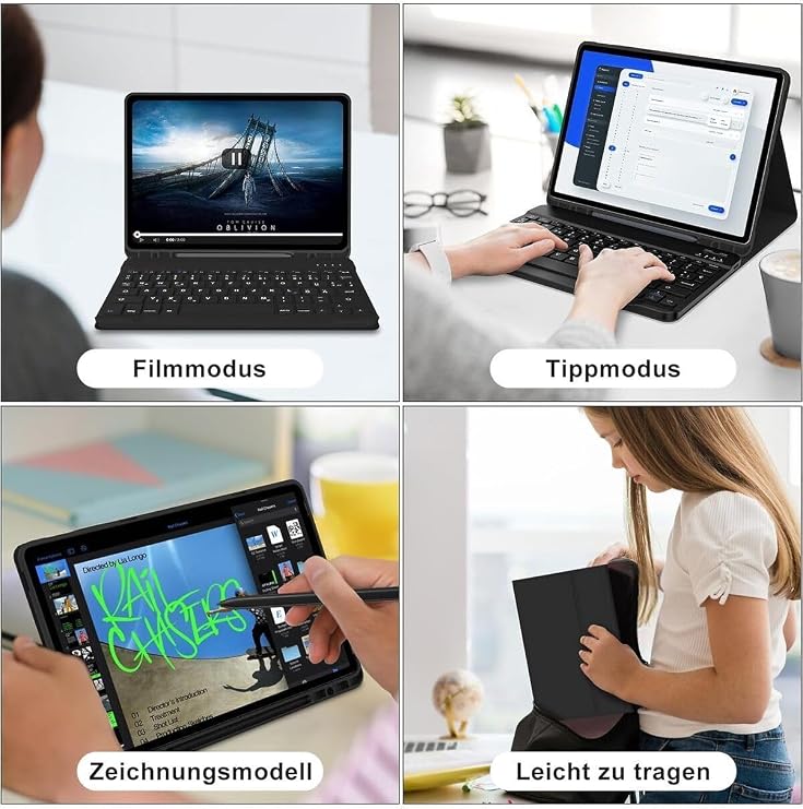 Bluetooth Turkish Q Keyboard Case (Note Tablet) Cover Compatible with Fogy Tab S10 Lite/S10 Fe/S9 Fe 10.9