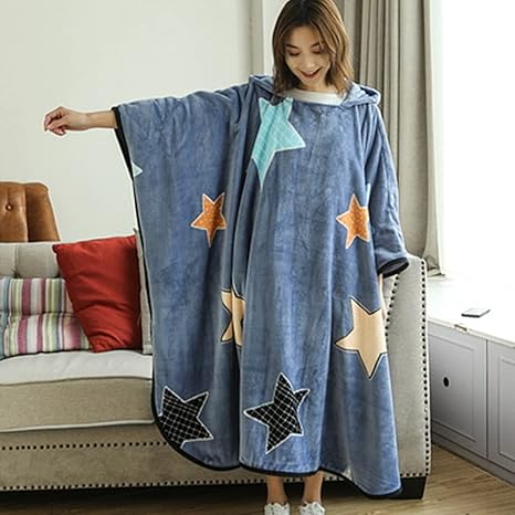 Amazon かい巻き 着る毛布 ブランケット 柄 あったかい フード付き 110x80cm 毛布 おしゃれ ふわふわ 膝掛け 昼寝用 吸湿 発熱 冷房 オフィス 旅行 出張 通年使用 防寒対策 マイクロファイバー 仕事 勉強 昼休み 着る毛布 ポンチョ ひざ掛け 着る毛布 かい巻き