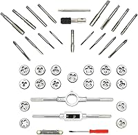 Vista 5 de BeHappy Juego de machos y terrajas de 40 piezas, tamaño métrico estándar M3 a M12, juego de herramientas de roscado para cortar roscas externas e