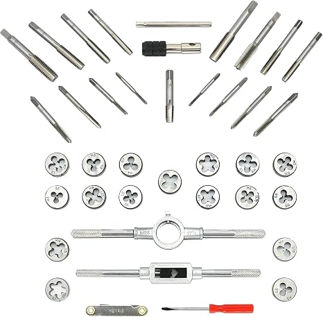 BeHappy 40PCS Tap and Die Set, Metric Size Standard M3 to M12, Threading Tool Set for Cutting External and Internal Threads with Adjustable Handles, Complete Accessories and Storage Case